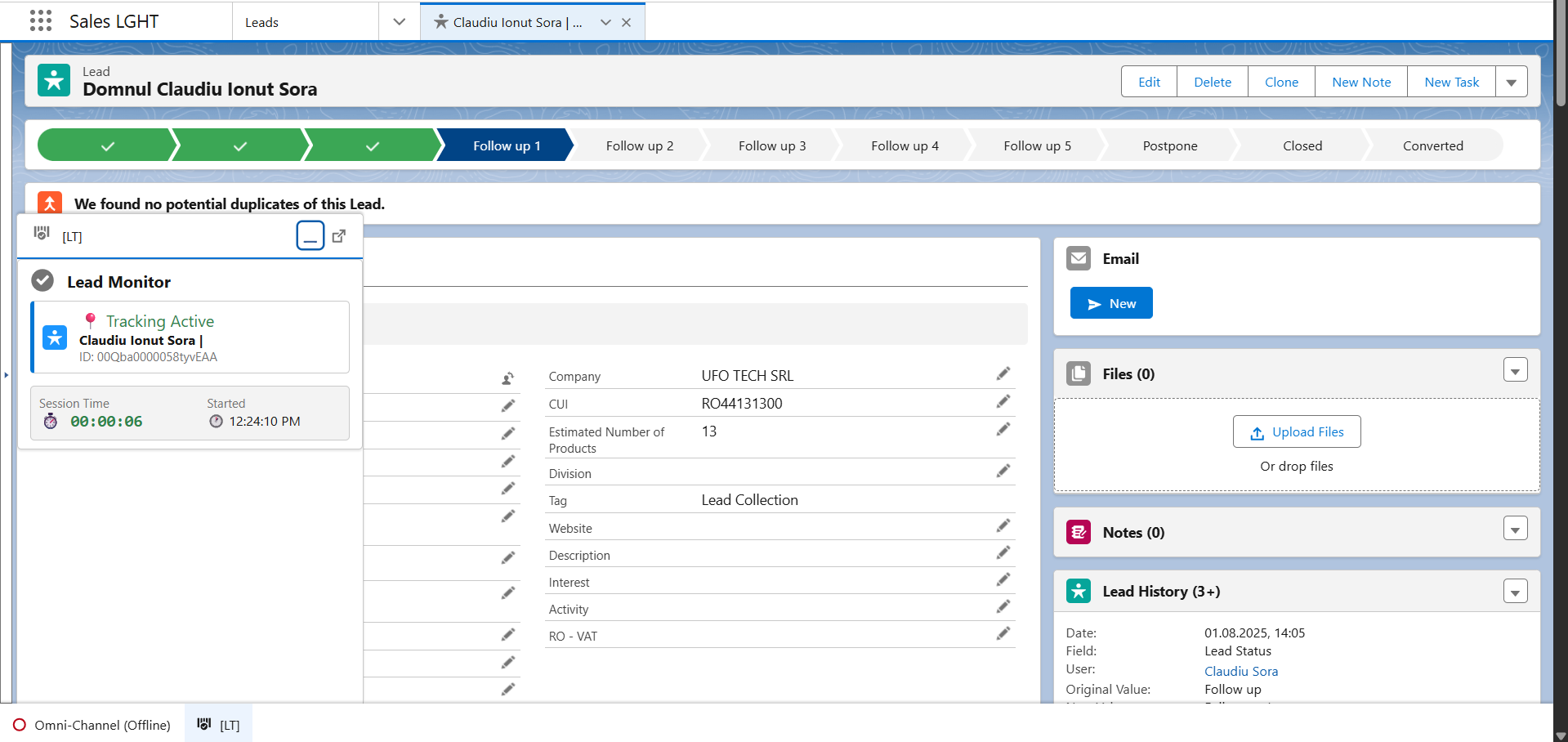 📊 Lead Tracker – Salesforce LWC Component